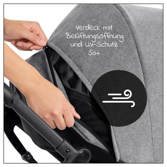 Hauck Vision X Duoset Silver baby carriage (pushchair & carrycot) - Melange Grey