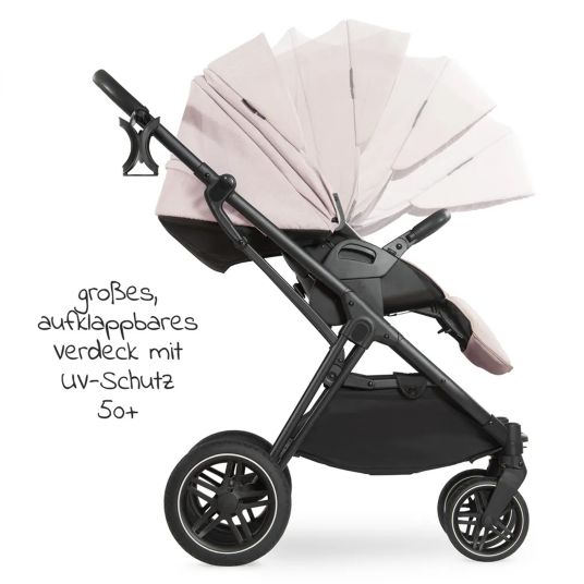 Hauck Kombi-Kinderwagen Vision X Duoset Black (Sportwagen und Babywanne) inkl. XXL Zubehörpaket - Melange Beige