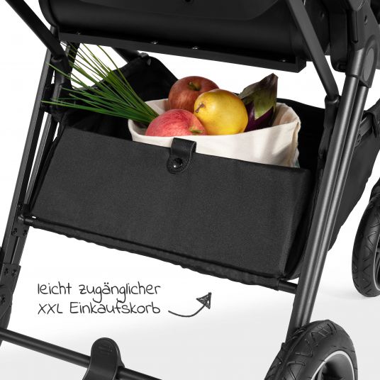 Hauck Kombi-Kinderwagen Vision X Duoset Black (Sportwagen und Babywanne) inkl. XXL Zubehörpaket - Melange Beige