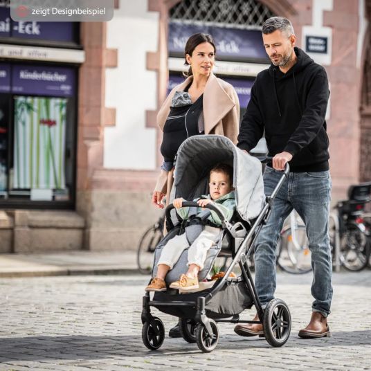 Hauck Kombi-Kinderwagen Vision X Duoset Black (Sportwagen und Babywanne) inkl. XXL Zubehörpaket - Melange Beige