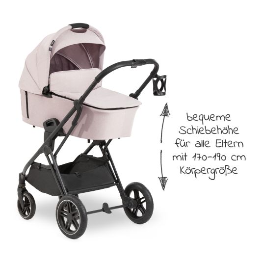 Hauck Kombi-Kinderwagen Vision X Duoset Black (Sportwagen und Babywanne) inkl. XXL Zubehörpaket - Melange Beige