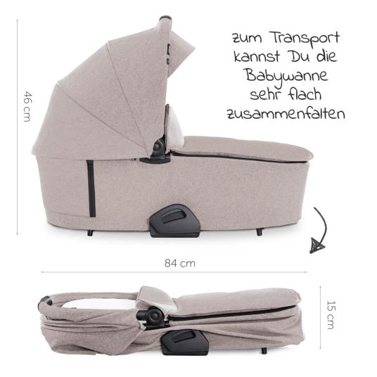 Hauck Kombi-Kinderwagen Vision X Duoset Black (Sportwagen und Babywanne) inkl. XXL Zubehörpaket - Melange Beige