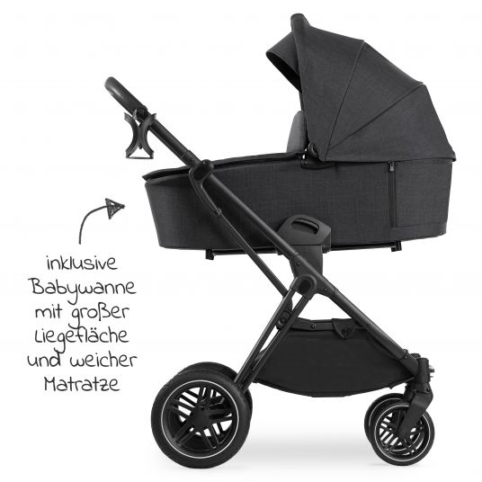 Hauck Kombi-Kinderwagen Vision X Duoset Black (Sportwagen und Babywanne) inkl. XXL Zubehörpaket - Melange Black