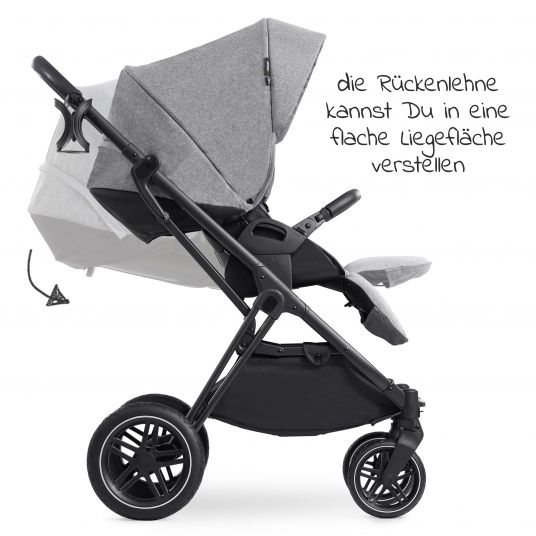 Hauck Kombi-Kinderwagen Vision X Duoset Black (Sportwagen und Babywanne) inkl. XXL Zubehörpaket - Melange Grey