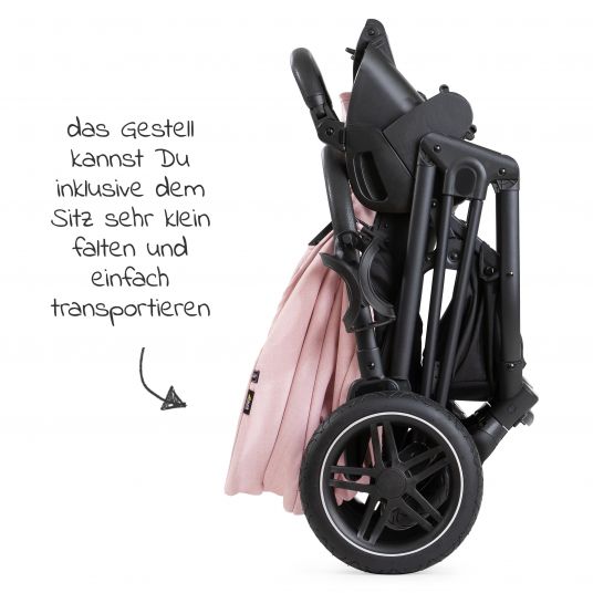 Hauck Kombi-Kinderwagen Vision X Duoset Black (Sportwagen und Babywanne) inkl. XXL Zubehörpaket - Melange Rose
