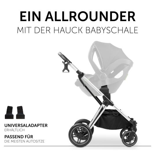 Hauck Kombi-Kinderwagen Vision X Duoset Silver (Sportwagen & Babywanne) inkl. XXL Zubehörpaket - Melange Grey