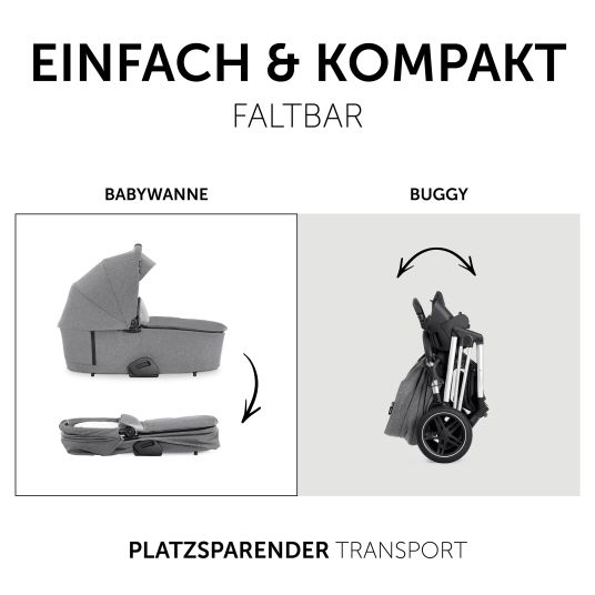 Hauck Kombi-Kinderwagen Vision X Duoset Silver (Sportwagen & Babywanne) inkl. XXL Zubehörpaket - Melange Grey