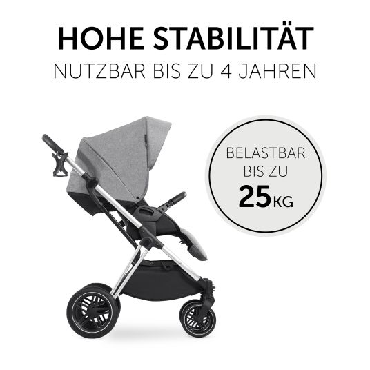 Hauck Kombi-Kinderwagen Vision X Duoset Silver (Sportwagen & Babywanne) inkl. XXL Zubehörpaket - Melange Grey