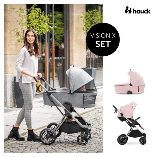 Hauck Kombi-Kinderwagen Vision X Duoset Silver (Sportwagen & Babywanne) - Melange Rose