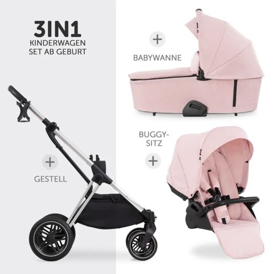 Hauck Kombi-Kinderwagen Vision X Duoset Silver (Sportwagen & Babywanne) - Melange Rose