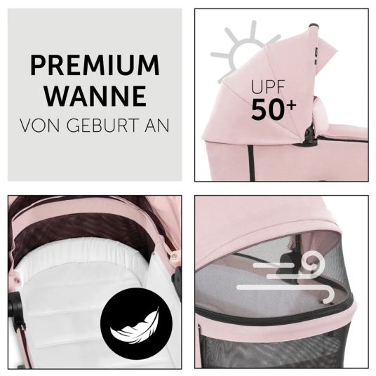 Hauck Kombi-Kinderwagen Vision X Duoset Silver (Sportwagen & Babywanne) - Melange Rose