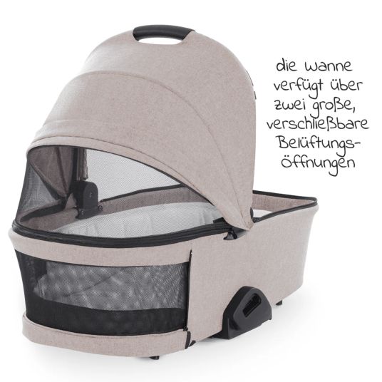 Hauck Vision X Duoset Silver baby carriage (pushchair and carrycot) incl. XXL accessory pack - Melange Beige