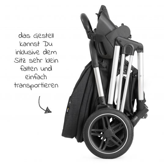 Hauck Kombi-Kinderwagen Vision X Duoset Silver (Sportwagen und Babywanne) inkl. XXL Zubehörpaket - Melange Black