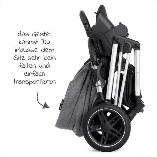 Hauck Kombi-Kinderwagen Vision X Duoset Silver (Sportwagen und Babywanne) inkl. XXL Zubehörpaket - Melange Grey