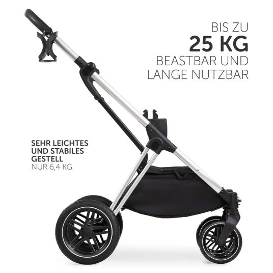 Hauck Vision X Duoset Silver baby carriage (pushchair and carrycot) incl. XXL accessory pack - Melange Rose