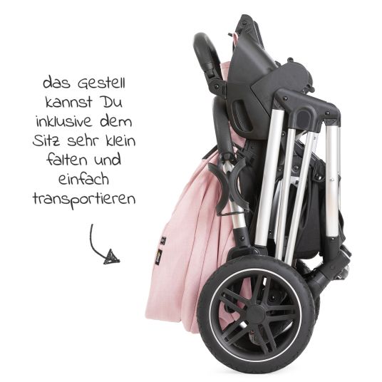 Hauck Kombi-Kinderwagen Vision X Duoset Silver (Sportwagen und Babywanne) inkl. XXL Zubehörpaket - Melange Rose