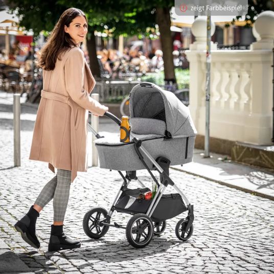 Hauck Vision X Duoset Silver baby carriage (pushchair and carrycot) incl. XXL accessory pack - Melange Rose