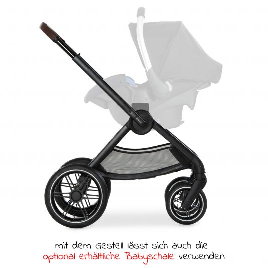 Hauck Kombi-Kinderwagen Walk N Care Air Set (mit Luftreifen) inkl. Babywanne, Sportsitz, Beindecke und Getränkehalter (bis 22kg belastbar) - Dark Grey