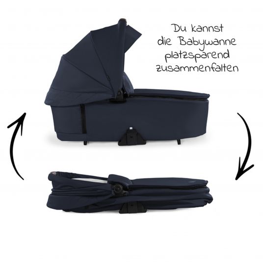 Hauck Walk N Care Combi Stroller Set incl. Carrycot, Sport Seat, Leg Cover and Cup Holder (up to 22kg load capacity) - Dark Blue