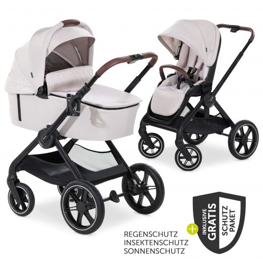 Hauck Kombi-Kinderwagen Walk N Care Set inkl. Babywanne, Sportsitz, Beindecke und XXL Zubehörpaket - Beige