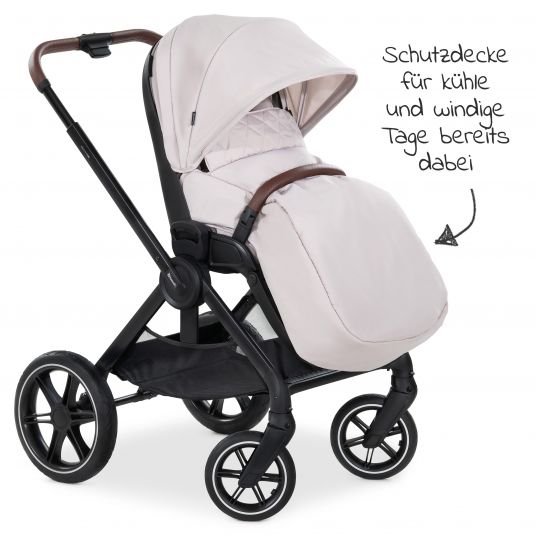 Hauck Kombi-Kinderwagen Walk N Care Set inkl. Babywanne, Sportsitz, Beindecke und XXL Zubehörpaket - Beige