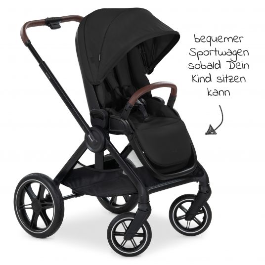 Hauck Kombi-Kinderwagen Walk N Care Set inkl. Babywanne, Sportsitz, Beindecke und XXL Zubehörpaket - Black