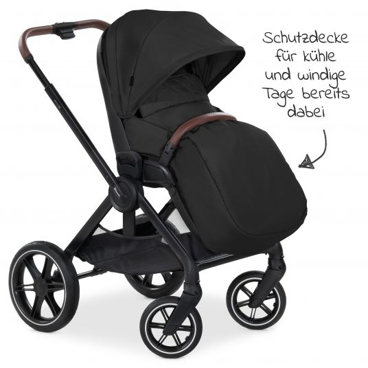 Hauck Kombi-Kinderwagen Walk N Care Set inkl. Babywanne, Sportsitz, Beindecke und XXL Zubehörpaket - Black