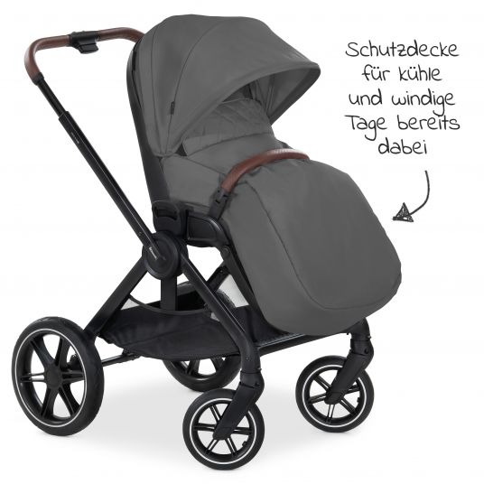 Hauck Kombi-Kinderwagen Walk N Care Set inkl. Babywanne, Sportsitz, Beindecke und XXL Zubehörpaket - Dark Grey