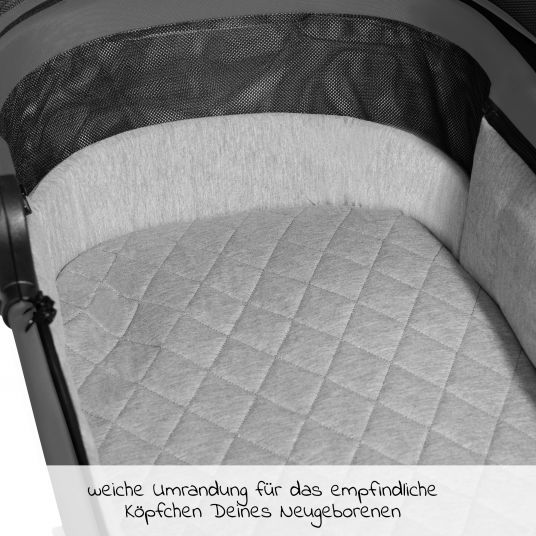 Hauck Kombi-Kinderwagen Walk N Care Set inkl. Babywanne, Sportsitz, Beindecke und XXL Zubehörpaket - Dark Grey
