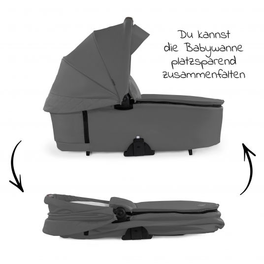 Hauck Combi stroller Walk N Care Set incl. carrycot, sport seat, leg cover and XXL accessories package - Dark Grey