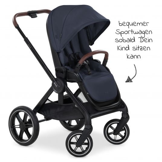 Hauck Walk N Care Combi Stroller Set incl. Carrycot, Sport Seat, Leg Cover and XXL Accessory Pack - Dark Navy Blue