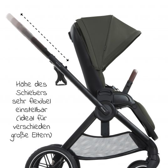 Hauck Kombi-Kinderwagen Walk N Care Set inkl. Babywanne, Sportsitz, Beindecke und XXL Zubehörpaket - Dark Olive