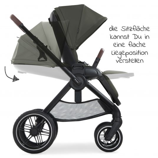 Hauck Combi stroller Walk N Care Set incl. carrycot, sport seat, leg cover and XXL accessories package - Dark Olive