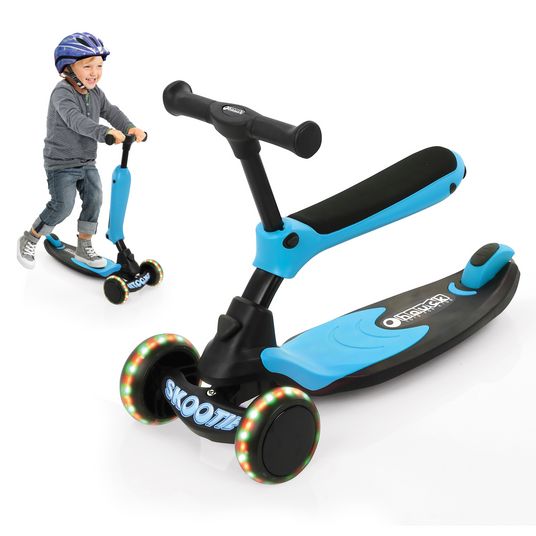 Hauck Laufrad Skootie - Rutscher und Scooter für Kinder von 1-5 Jahre (LED Lichter & Fußbremse) - Neon Blau