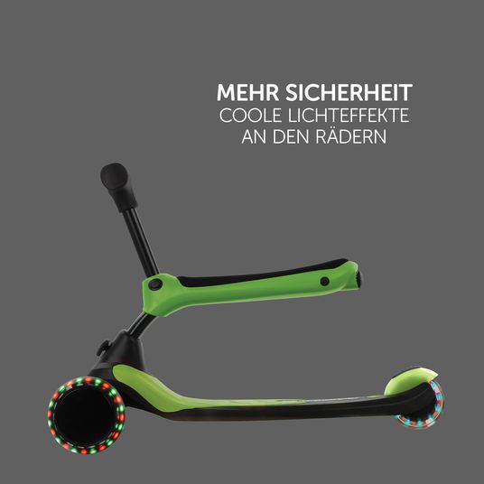 Hauck Laufrad Skootie - Rutscher und Scooter für Kinder von 1-5 Jahre (LED Lichter & Fußbremse) - Neon Grün