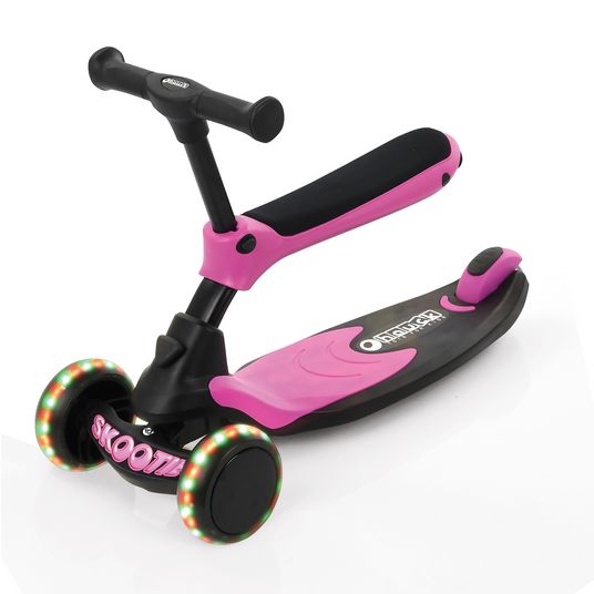 Hauck Laufrad Skootie - Rutscher und Scooter für Kinder von 1-5 Jahre (LED Lichter & Fußbremse) - Neon Pink