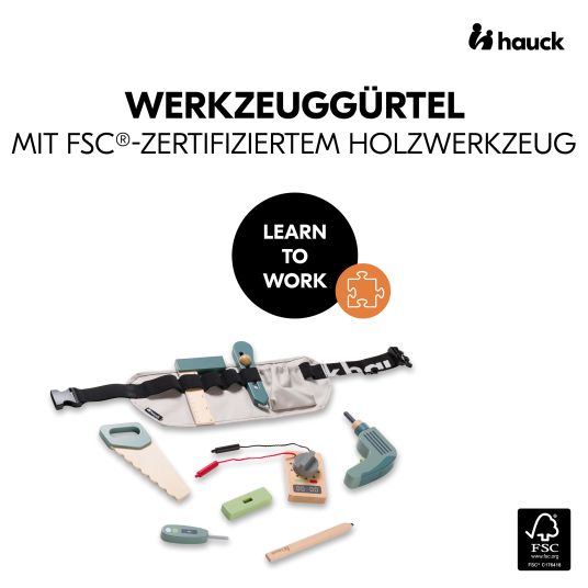 Hauck Impara a lavorare - Set di attrezzi da 9 pezzi con cintura per piccoli artigiani