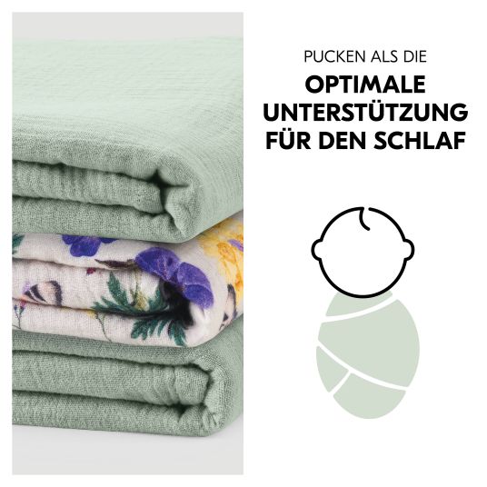 Hauck Mullwindeln / Mulltücher / Spucktücher Cuddle N Clean - 3er Set 80 x 80 cm - Sage / Beige / Floral