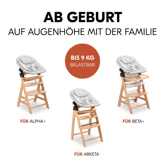 Hauck Neugeborenenaufsatz & Wippe Bouncer Eco - für Alpha & Beta Hochstuhl - Light Grey