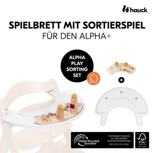 Hauck Play Tray Set Sorting (incl. base) - Sorting toy giraffe - for high chair Alpha & Beta