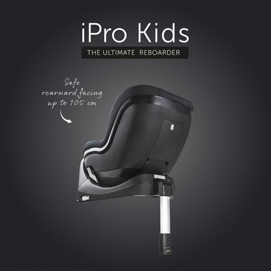 Hauck Reboard Kindersitz iPro Kids - i-Size (bis 4 Jahre) inkl. Sitzverkleinerer und Liegeposition - Lunar