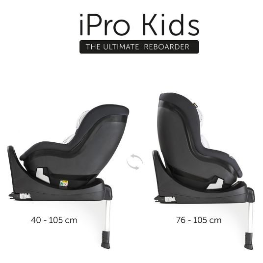 Hauck Reboard Kindersitz iPro Kids - i-Size (bis 4 Jahre) inkl. Sitzverkleinerer und Liegeposition - Lunar