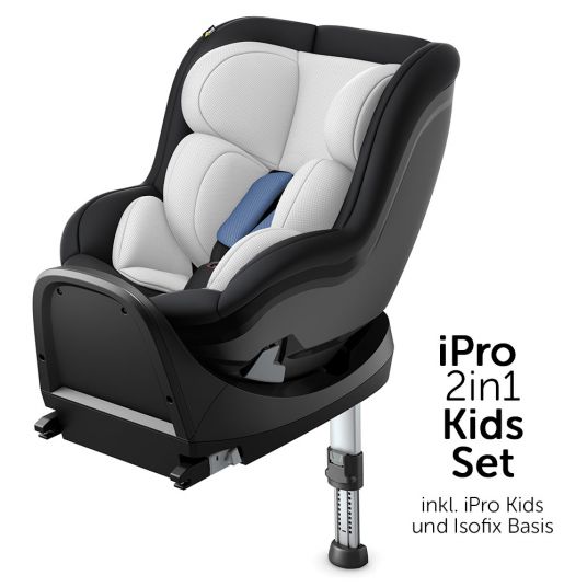 Hauck Reboard Kindersitz iPro Kids inkl. Isofix Basis iPro Base - i-Size (bis 4 Jahre) inkl. Sitzverkleinerer - Denim