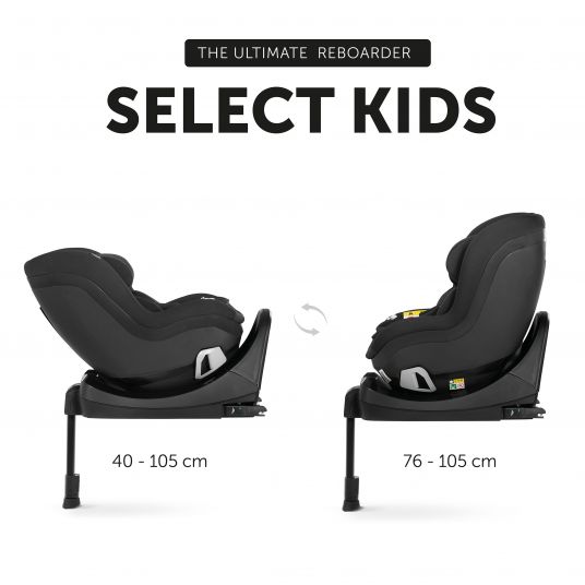 Hauck Seggiolino per bambini Select Kids Reboard - i-Size (fino a 4 anni) con riduttore di seduta e posizione reclinabile - Nero
