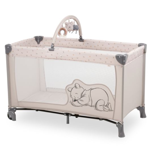 Hauck Dream`n Play Go travel cot - with wheels and play arch - Disney - Pooh Rainbow Beige
