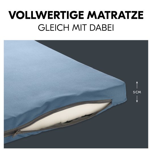 Hauck Reisebett & Laufgitter Sleep N Play SQ Set (mit Komfort-Matratze & seitlichem Einstieg) - Dark Blue