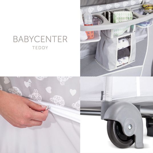 Hauck Travel cot set baby center - Teddy Grey