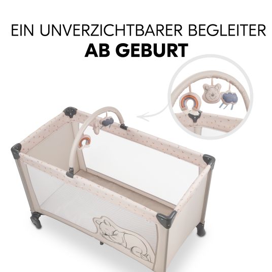 Hauck Reisebett Set Dream`n Play Go inkl. Alvi Reisebett-Matratze & Insektenschutz - Disney - Pooh Rainbow Beige