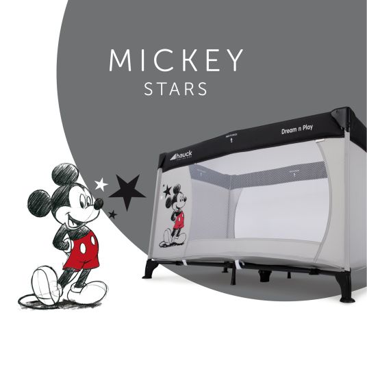 Hauck Reisebett Set Dream N Play inkl. Alvi Reisebett-Matratze & Insektenschutz - Mickey Stars