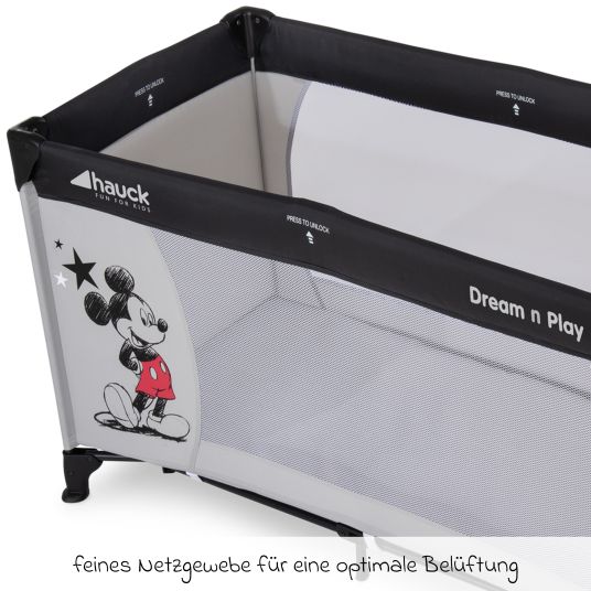 Hauck Dream N Play travel cot set incl. Alvi travel cot mattress & insect screen - Mickey Stars